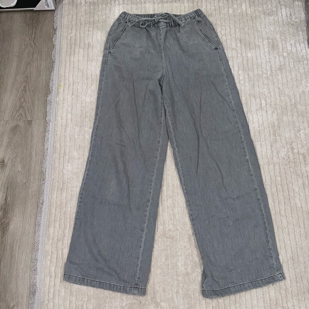 Zara Denim Grey Drawstring Pants Size Small